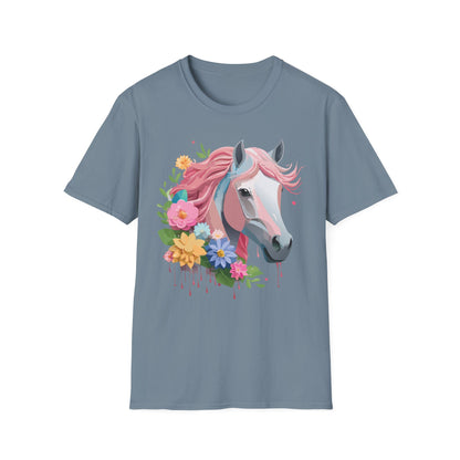 Unisex Horse Shirt Softstyle Cotton Tee With Animal Print Design