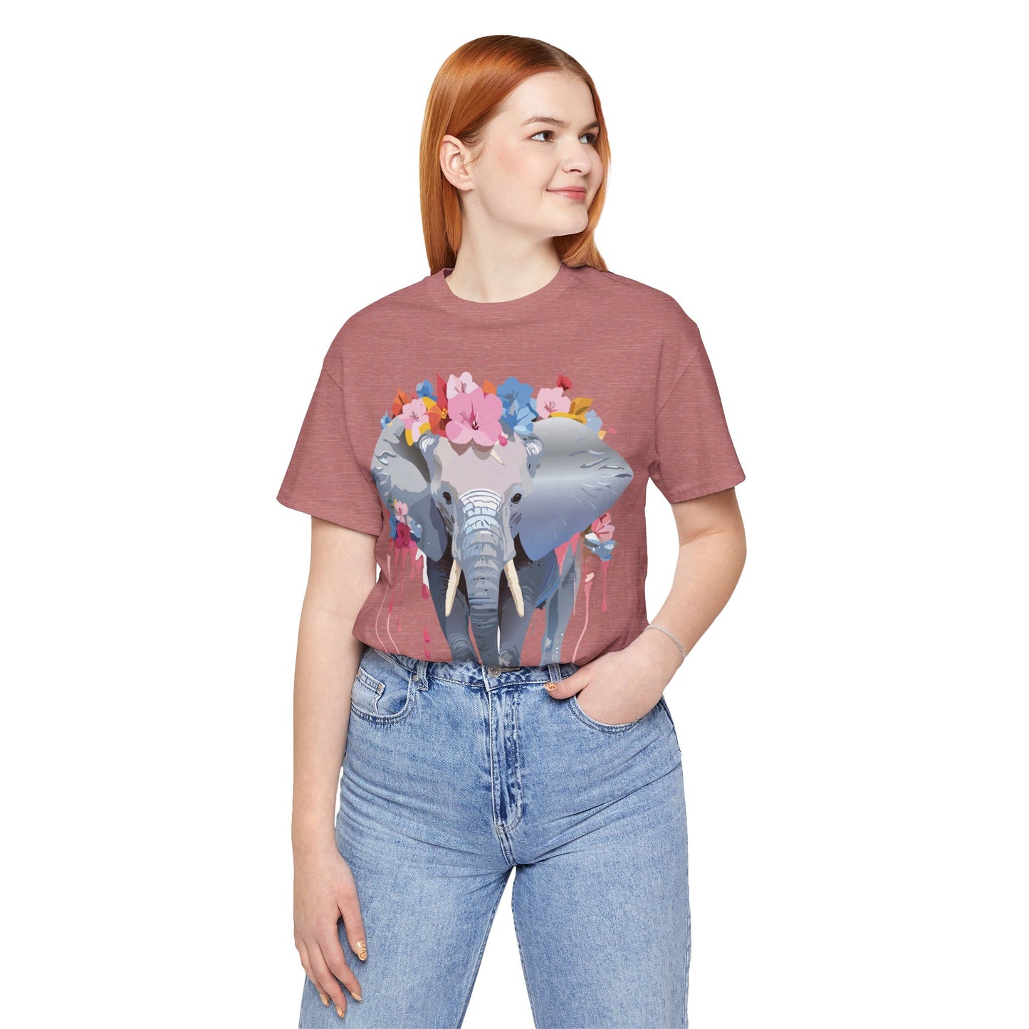 T-shirt en coton naturel avec motif éléphant