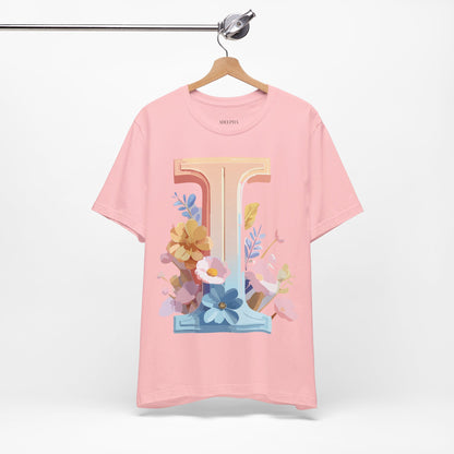Natural Cotton Tee Shirt - Letters Collection - I Printify