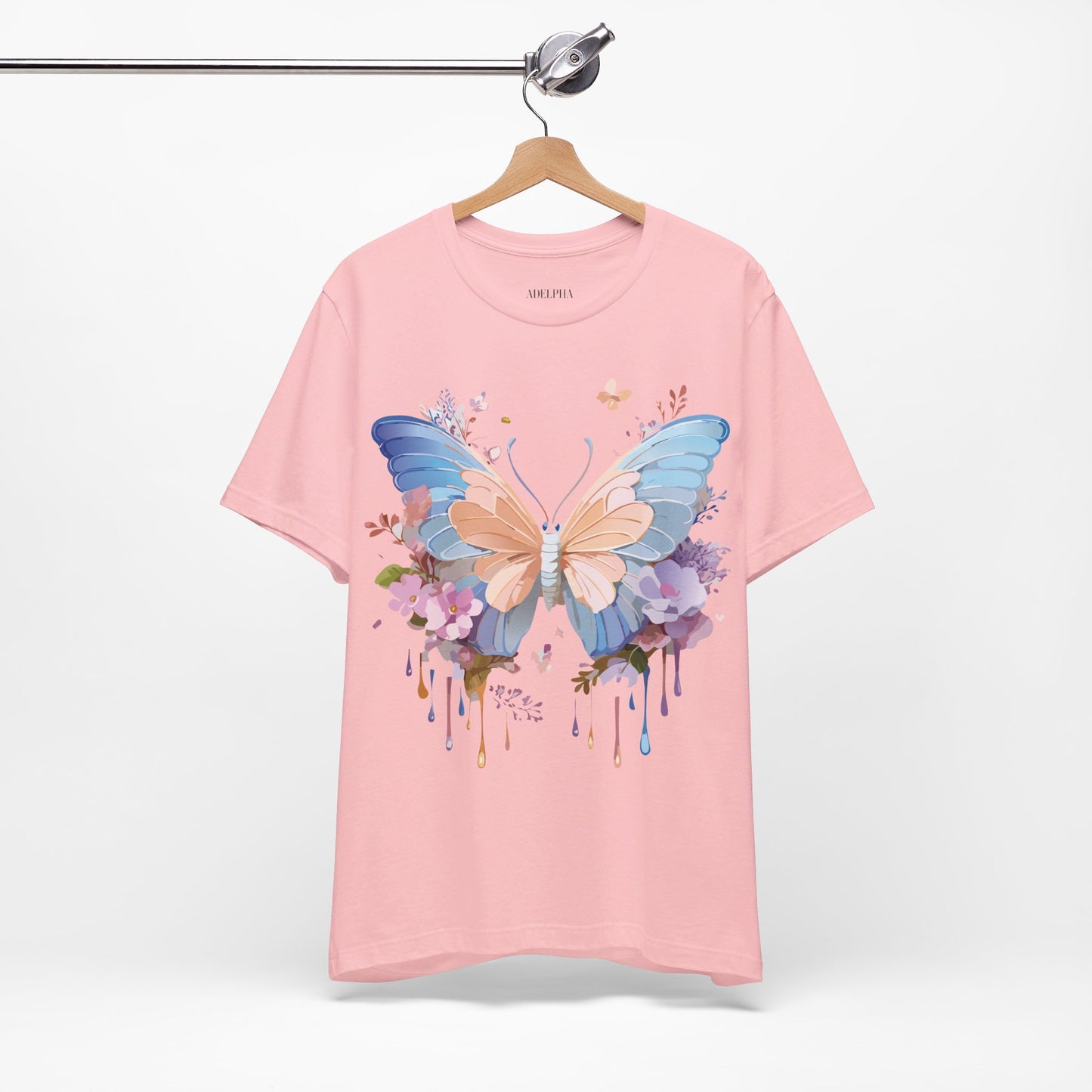 Natural Cotton Tee Shirt with Butterfly