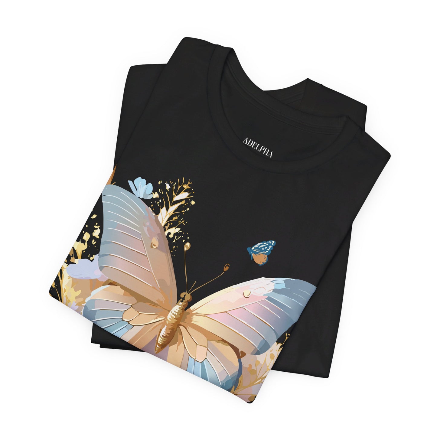 Natural Cotton Tee Shirt with Butterfly