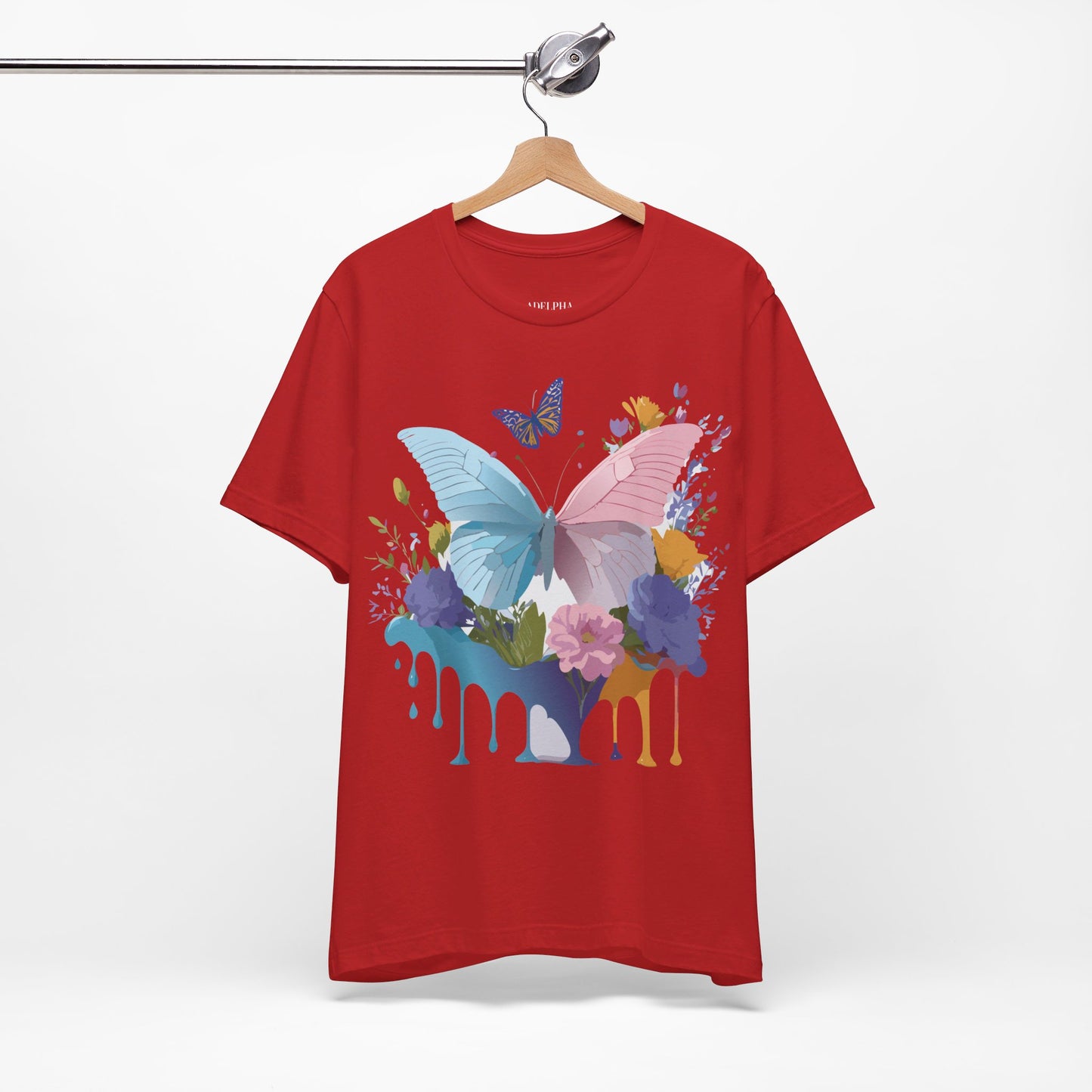 Natural Cotton Tee Shirt with Butterfly