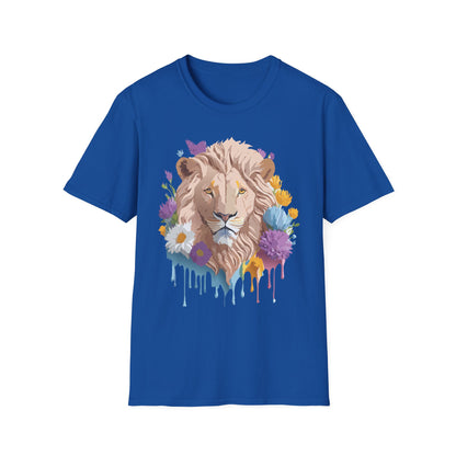 Lion Shirt Unisex Floral Lion Tee Gildan Softstyle 64000 Short Sleeve