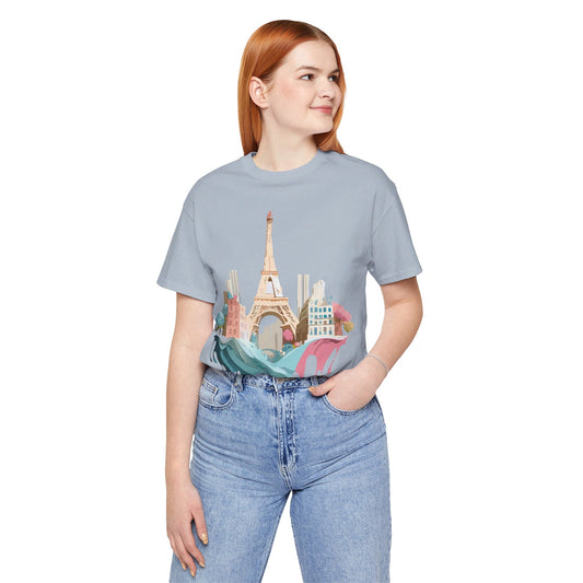 Natural Cotton Tee Shirt - Beautiful Places Collection - Paris Printify