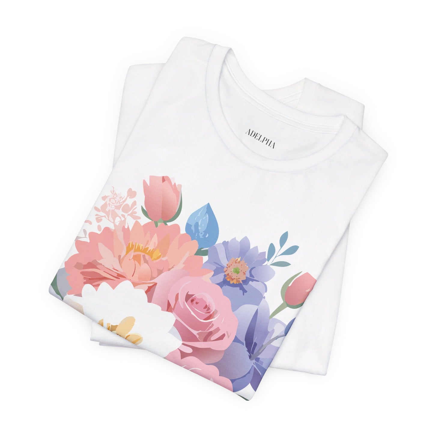 T-shirt en coton naturel avec fleurs