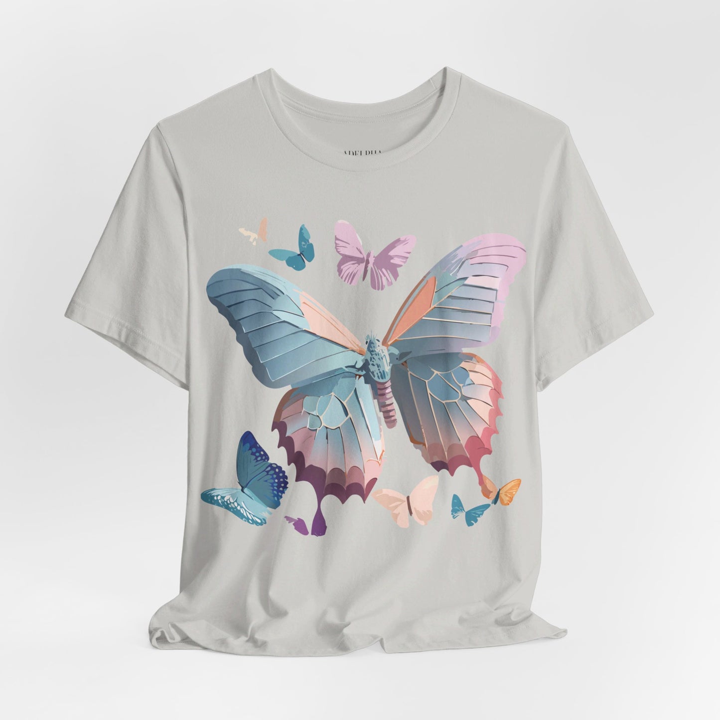 Natural Cotton Tee Shirt with Butterfly