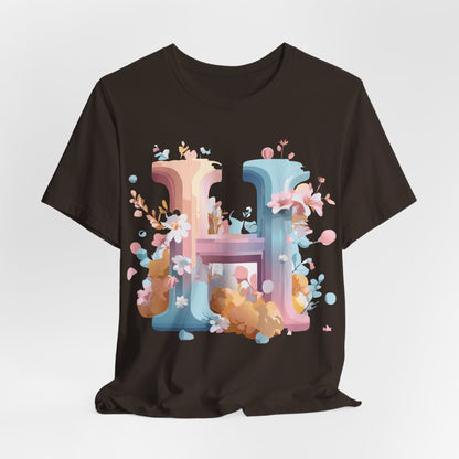 Natural Cotton Tee Shirt - Letters Collection - H Printify