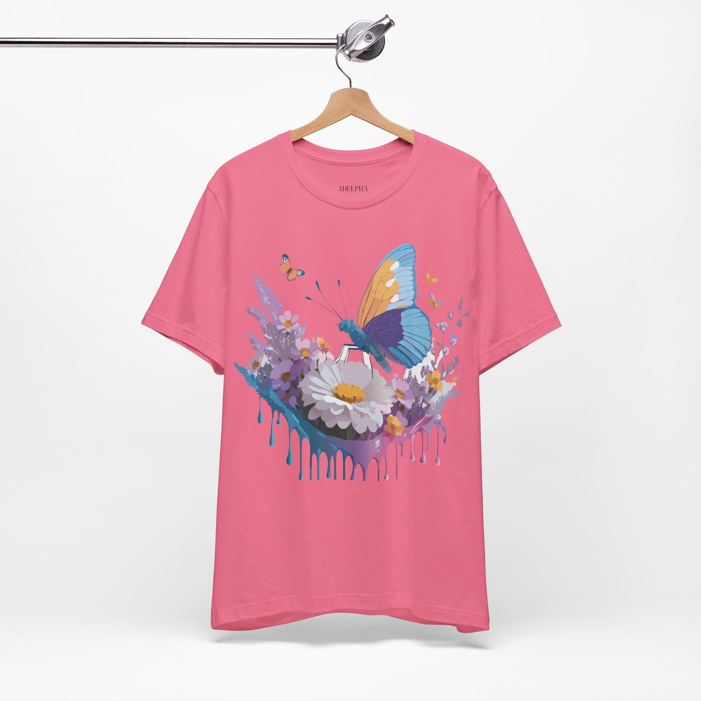 Natural Cotton Tee Shirt with Butterfly