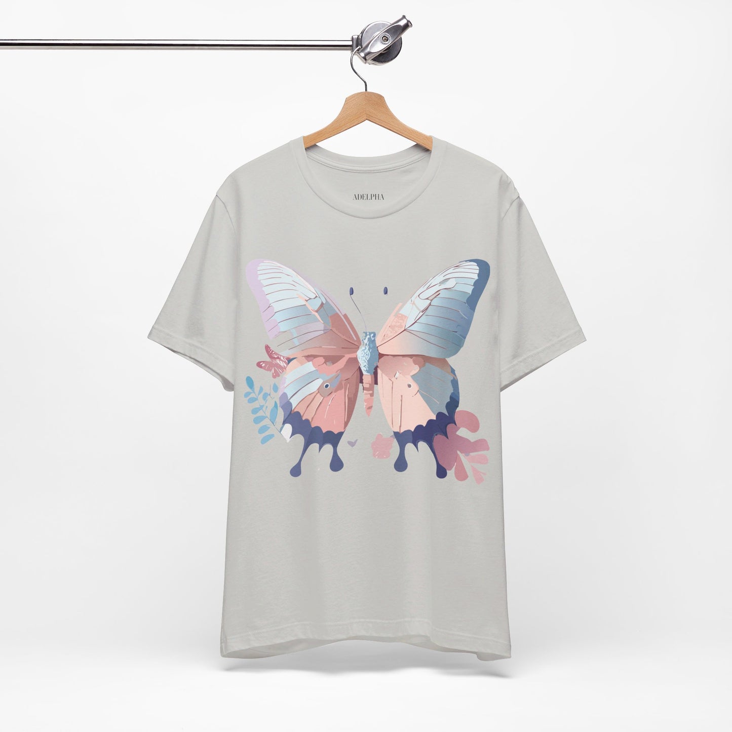 Natural Cotton Tee Shirt with Butterfly