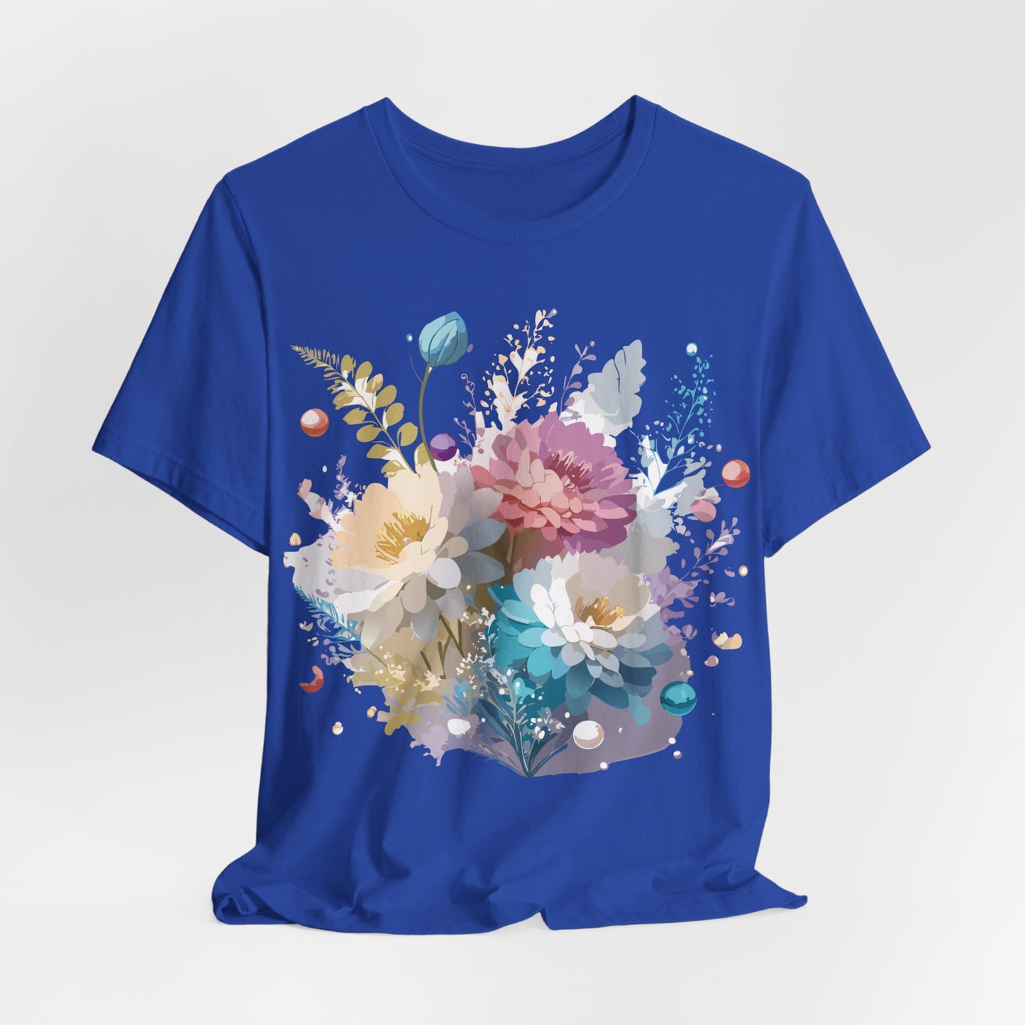 Natural Cotton Tee Shirt with Flowers