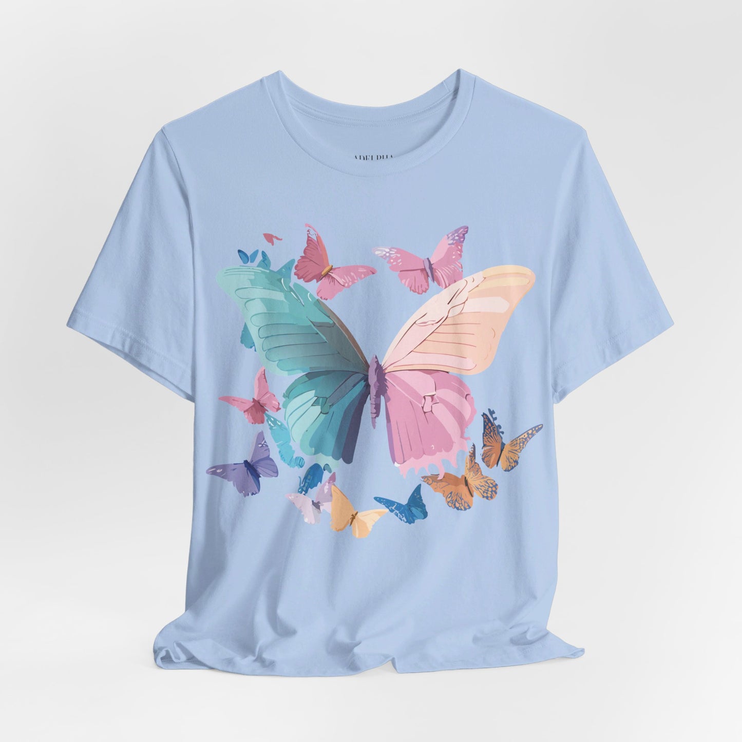 Natural Cotton Tee Shirt with Butterfly