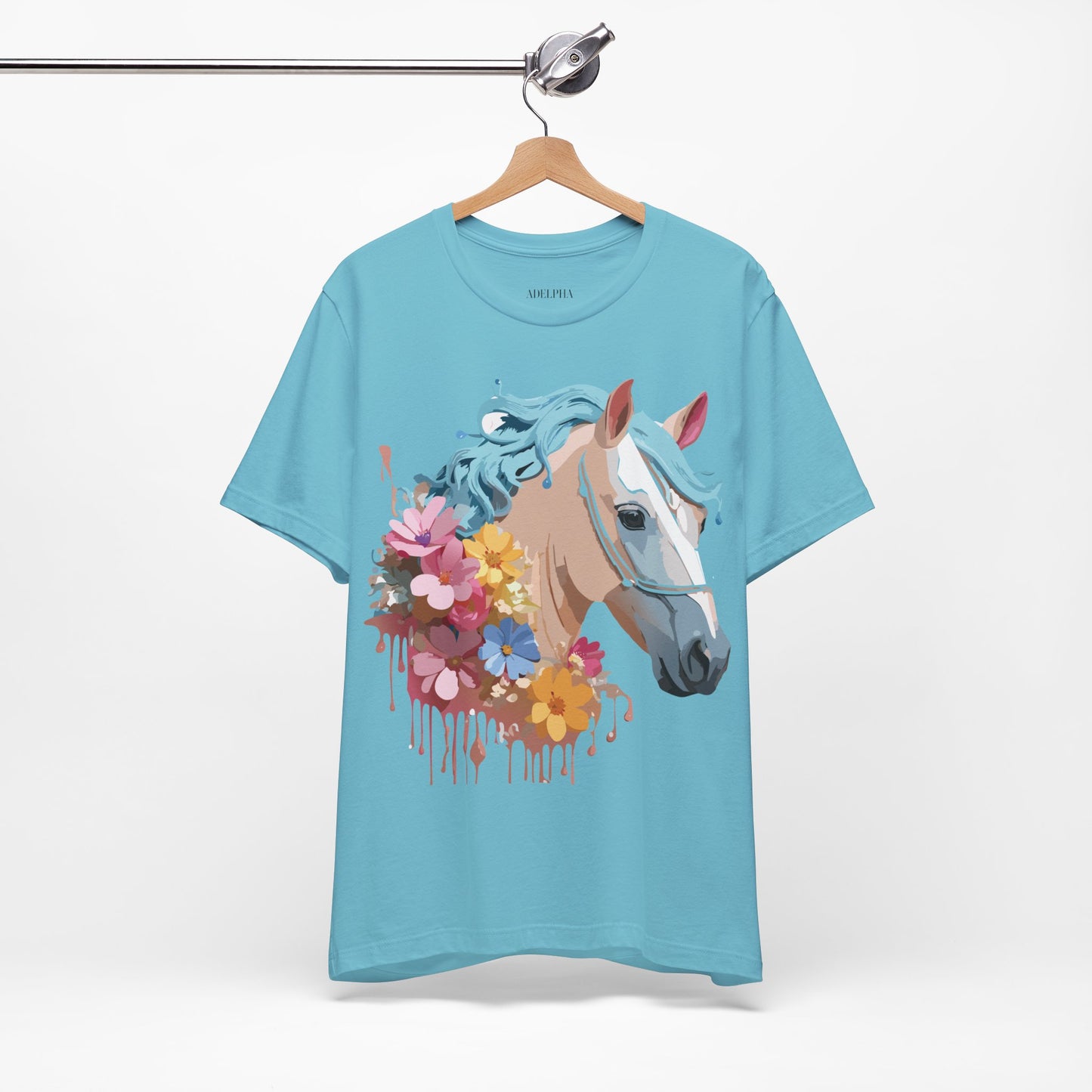 Natural Cotton Tee Shirt with Horse