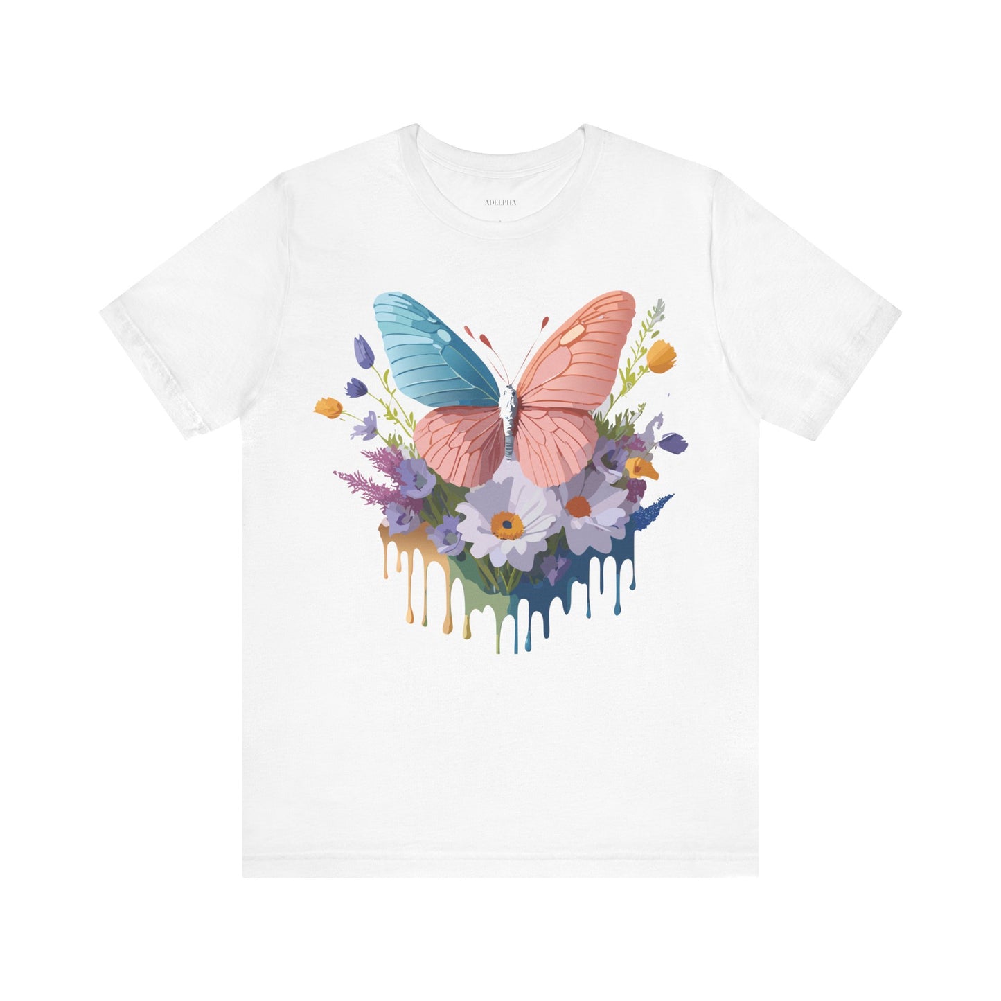 Natural Cotton Tee Shirt with Butterfly