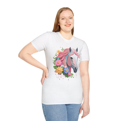 Unisex Horse Shirt Softstyle Cotton Tee With Animal Print Design