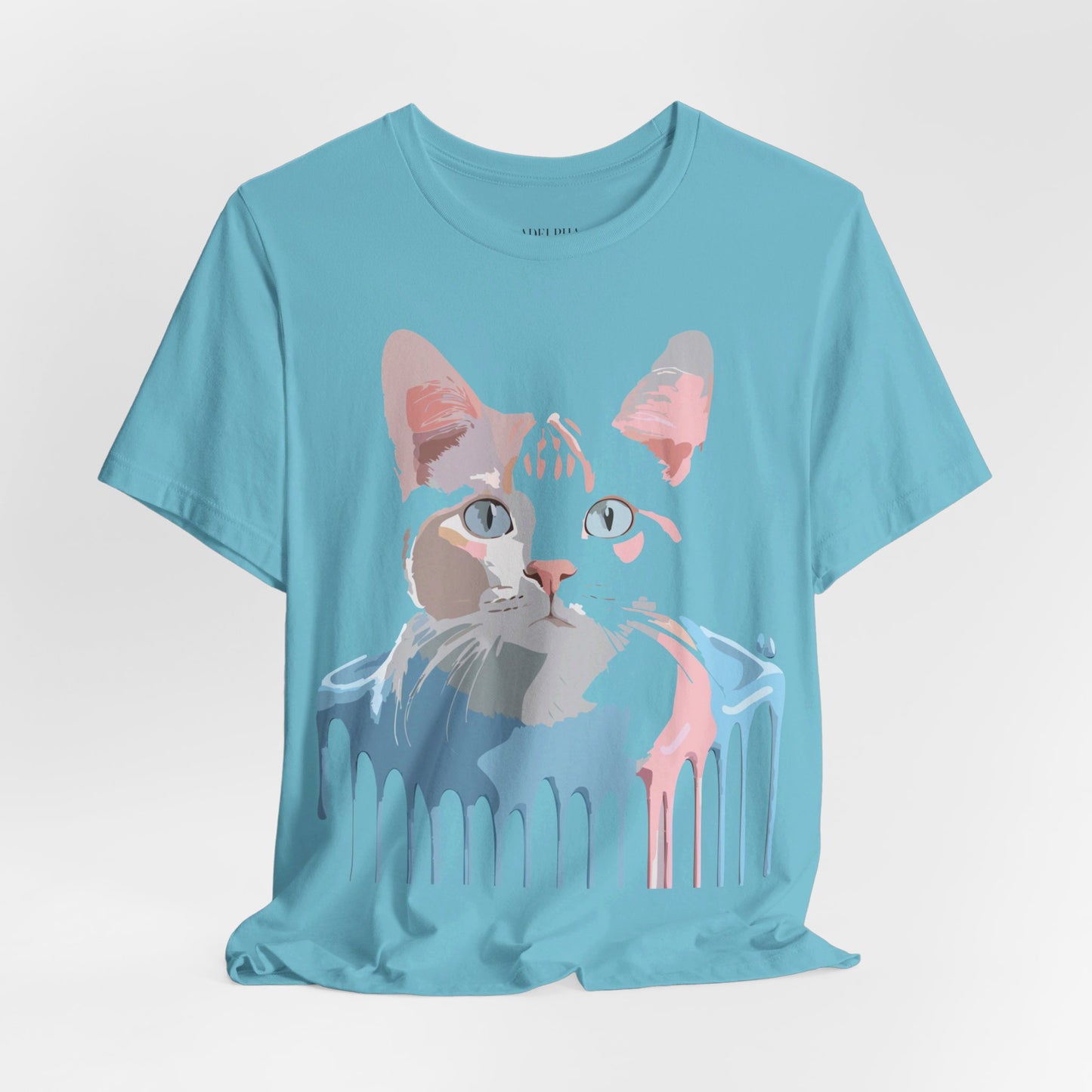 Natural Cotton Tee Shirt with Cat