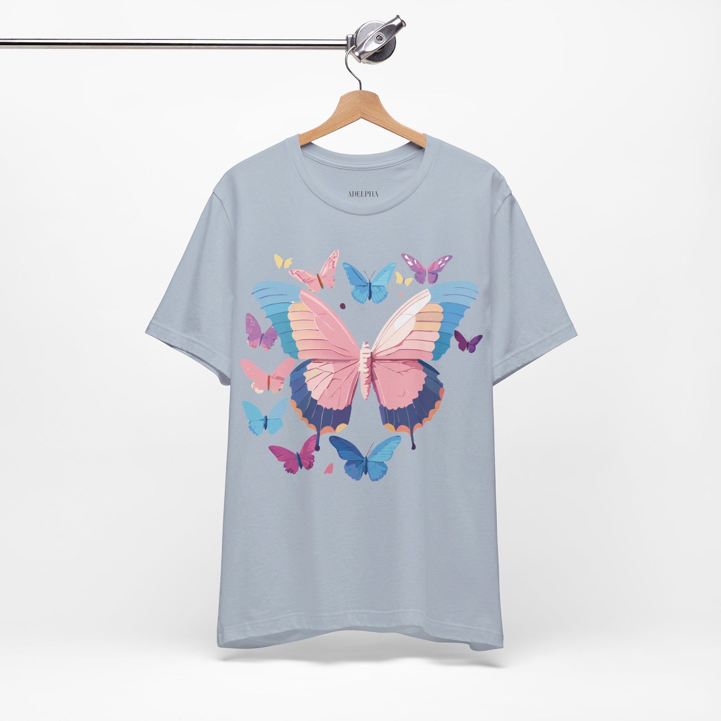 Natural Cotton Tee Shirt with Butterfly