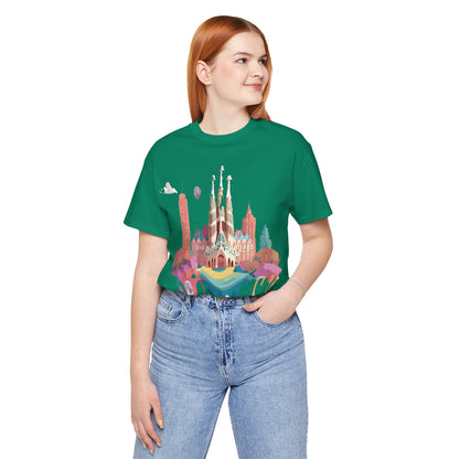 Natural Cotton Tee Shirt - Beautiful Places Collection - Barcelona Printify