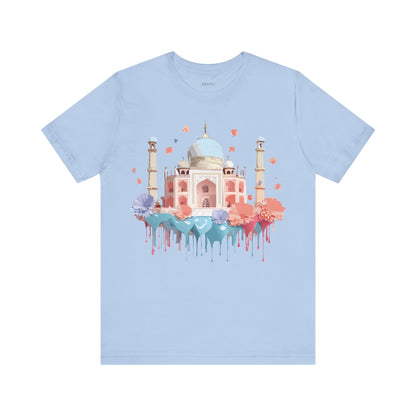 Natural Cotton Tee Shirt - Taj Mahal, India Printify