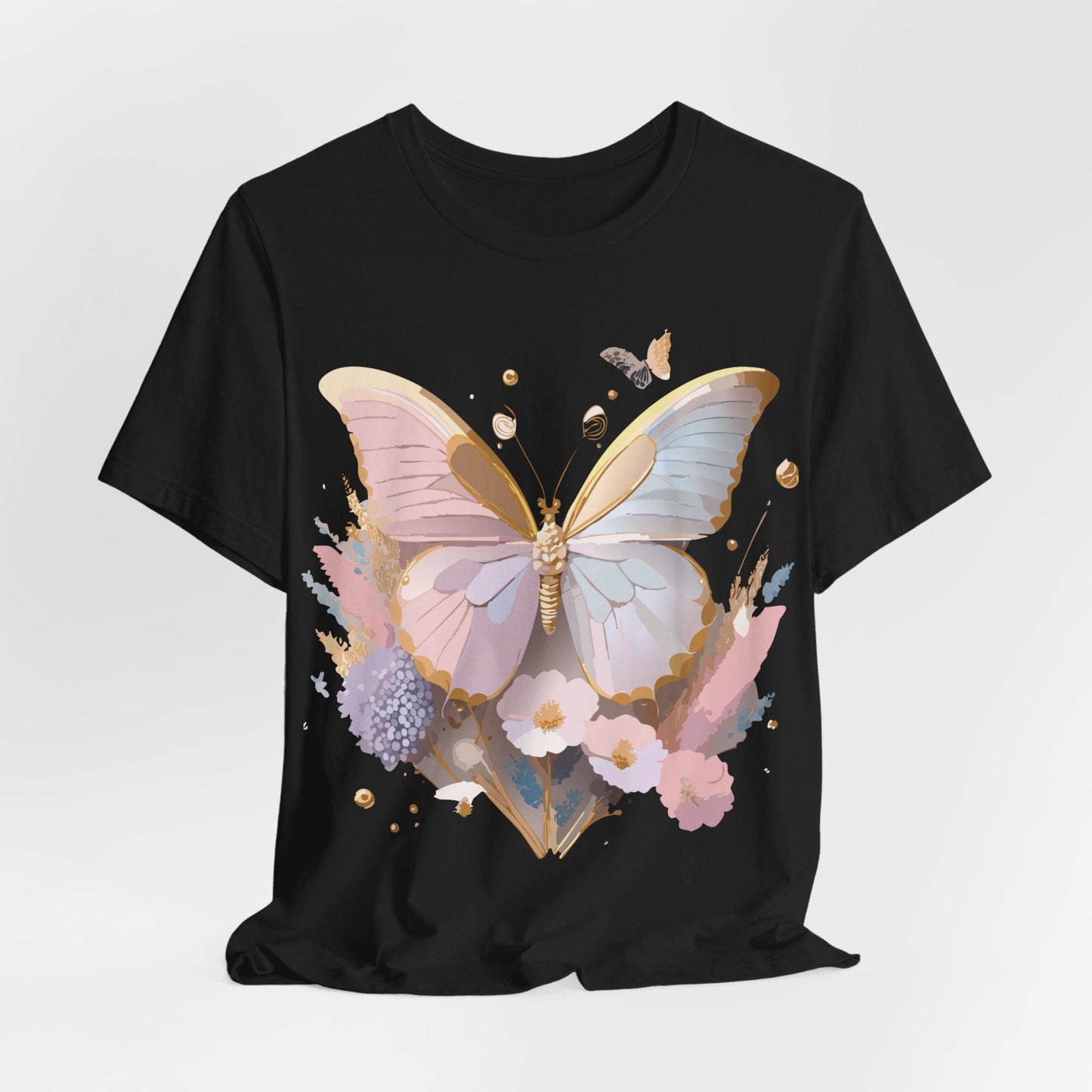 Natural Cotton Tee Shirt with Butterfly