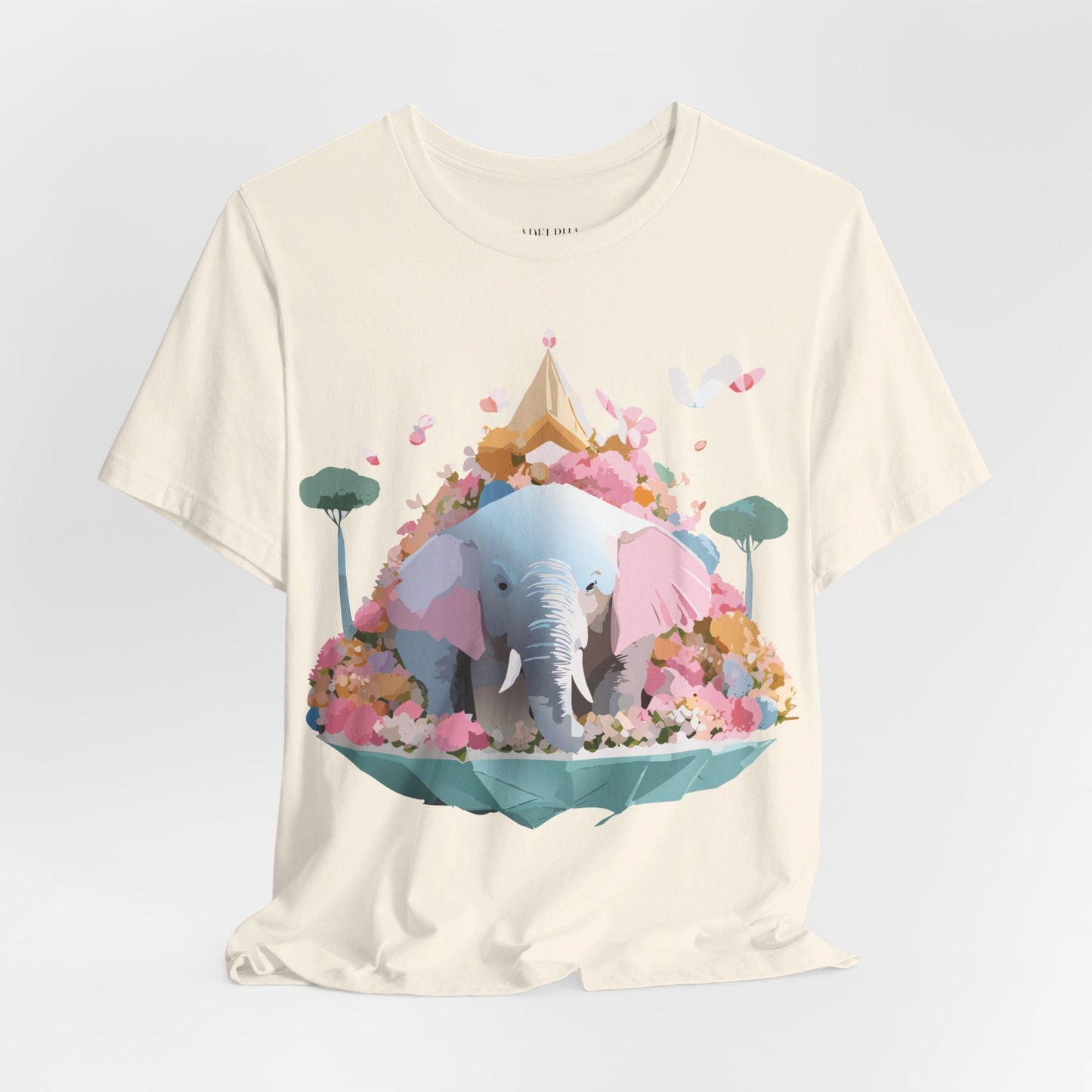 T-shirt en coton naturel avec motif éléphant