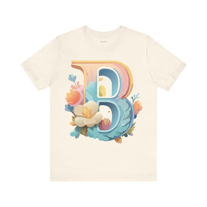 Natural Cotton Tee Shirt - Letters Collection - B Printify