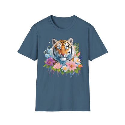 Tiger Print Unisex Softstyle T Shirt 100 Percent Ring Spun Cotton Tee