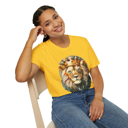 Unisex Lion Print T Shirt Softstyle 64000 One Hundred Percent Ring Spun Cotton