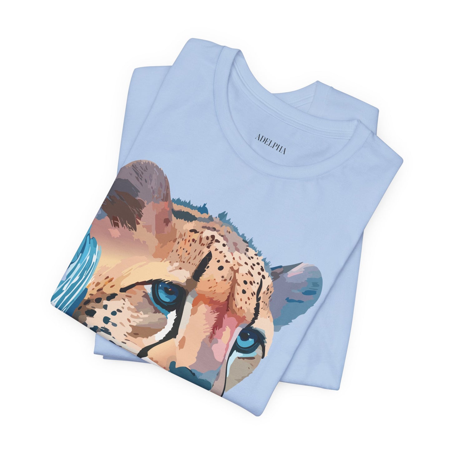 Natural Cotton Tee Shirt with Cheetah