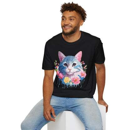 Cat Shirt Unisex Cat Tee Kitten Print Gildan Softstyle 64000