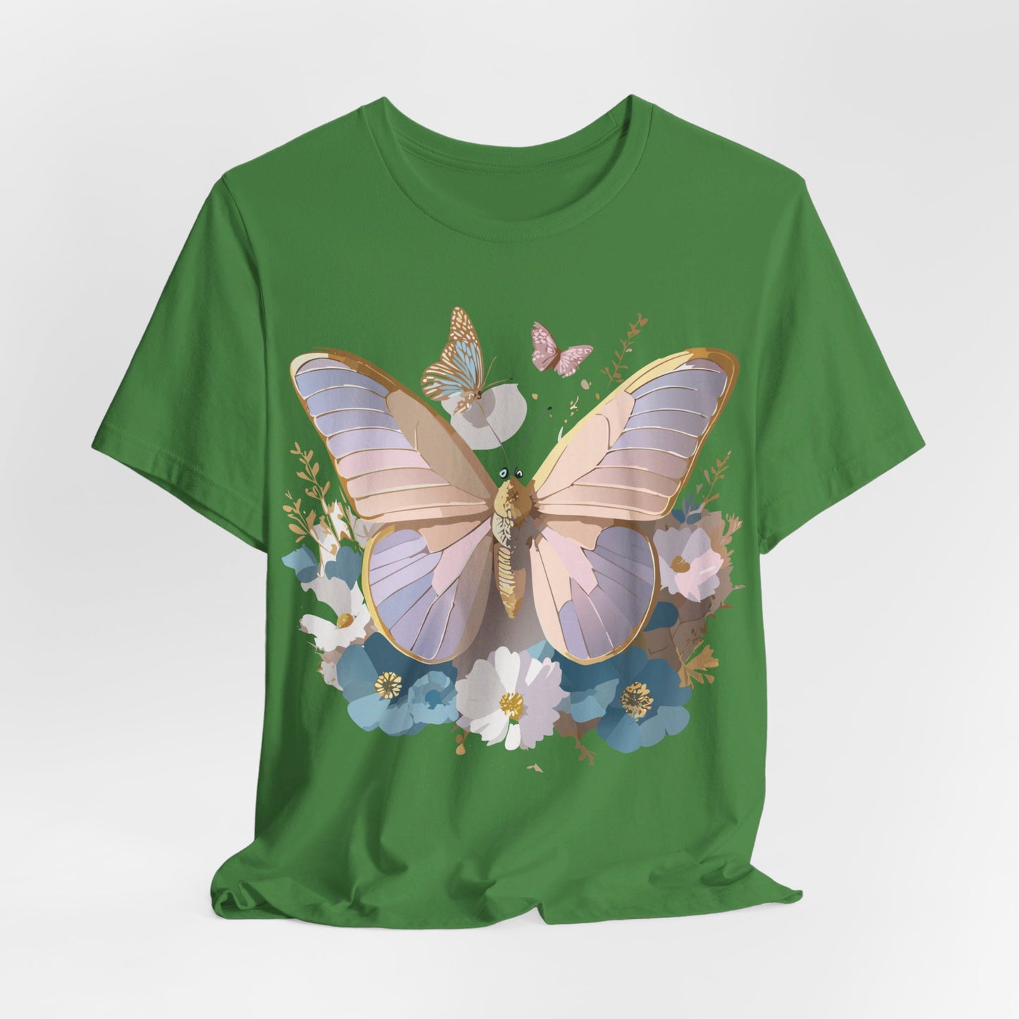 Natural Cotton Tee Shirt with Butterfly