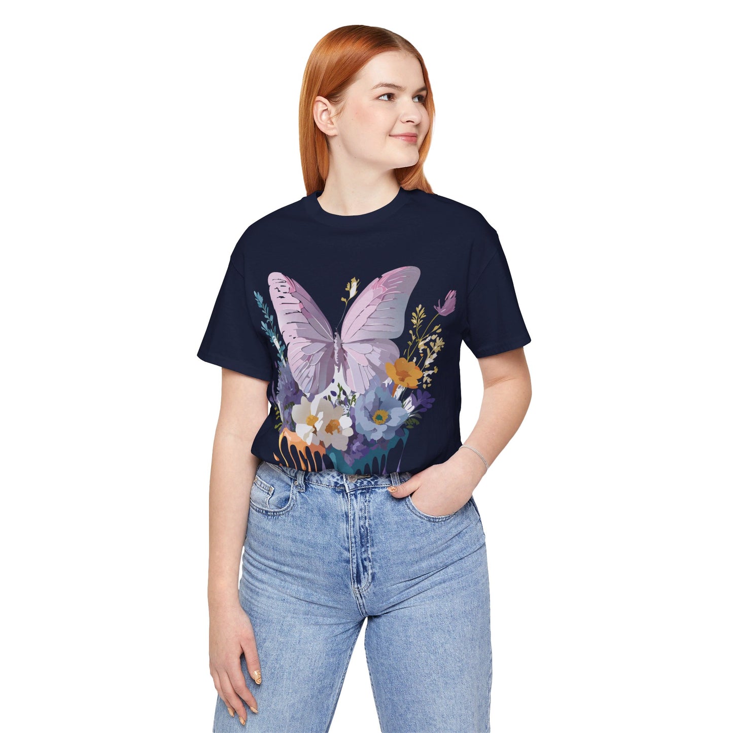 T-shirt en coton naturel avec papillon