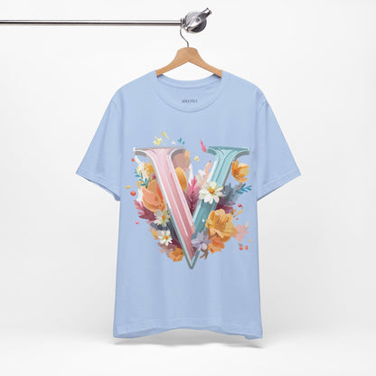 Natural Cotton Tee Shirt - Letters Collection - V Printify
