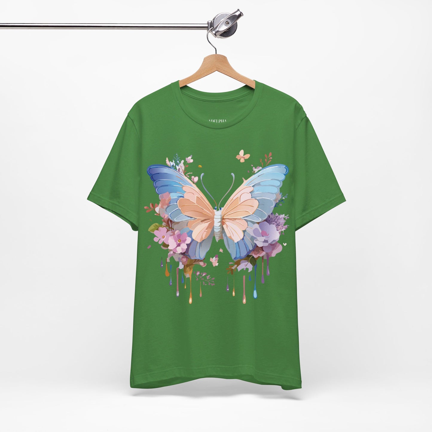 Natural Cotton Tee Shirt with Butterfly