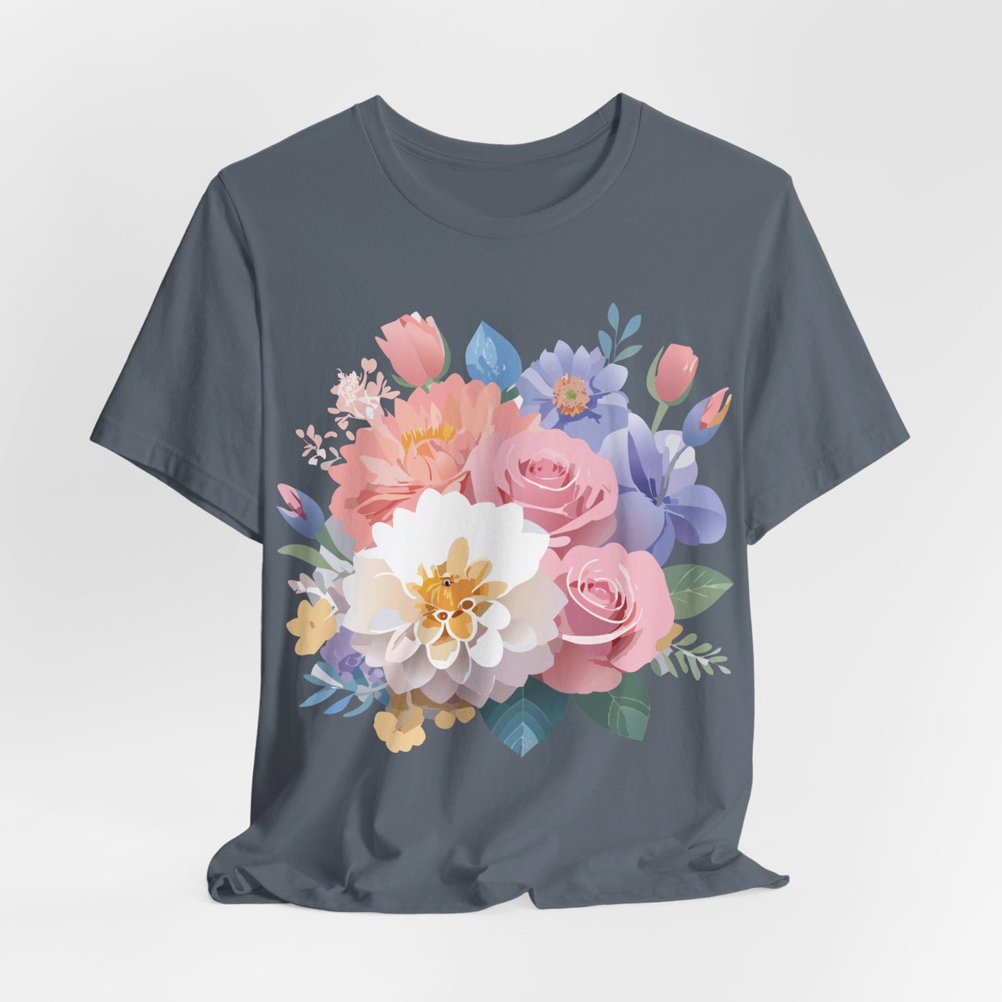 T-shirt en coton naturel avec fleurs