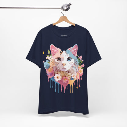Natural Cotton Tee Shirt with Cat Printify