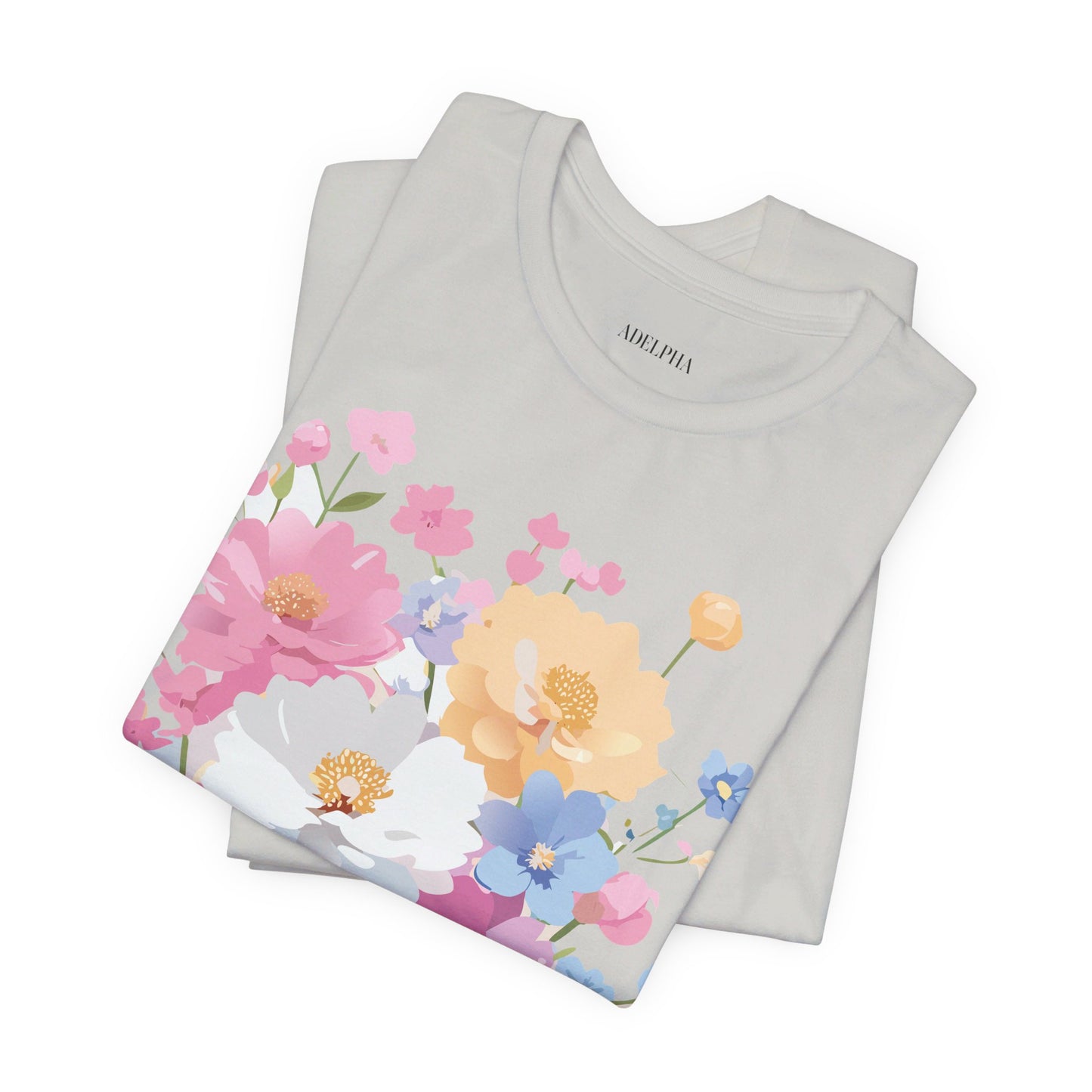 T-shirt en coton naturel avec fleurs