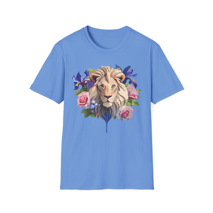 Unisex Lion Shirt Floral Lion Tee Softstyle Gildan 64000 100 Percent Cotton