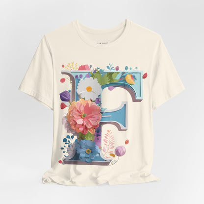 Natural Cotton Tee Shirt - Letters Collection - F Printify