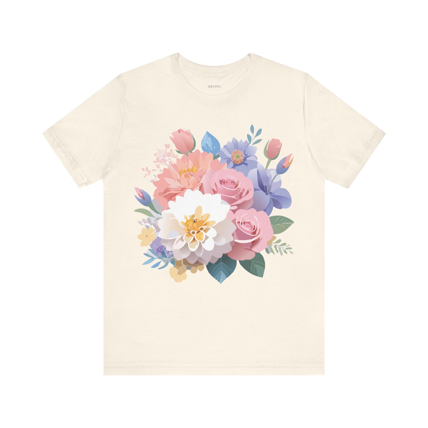 T-shirt en coton naturel avec fleurs