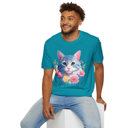 Cat Shirt Unisex Cat Tee Kitten Print Gildan Softstyle 64000