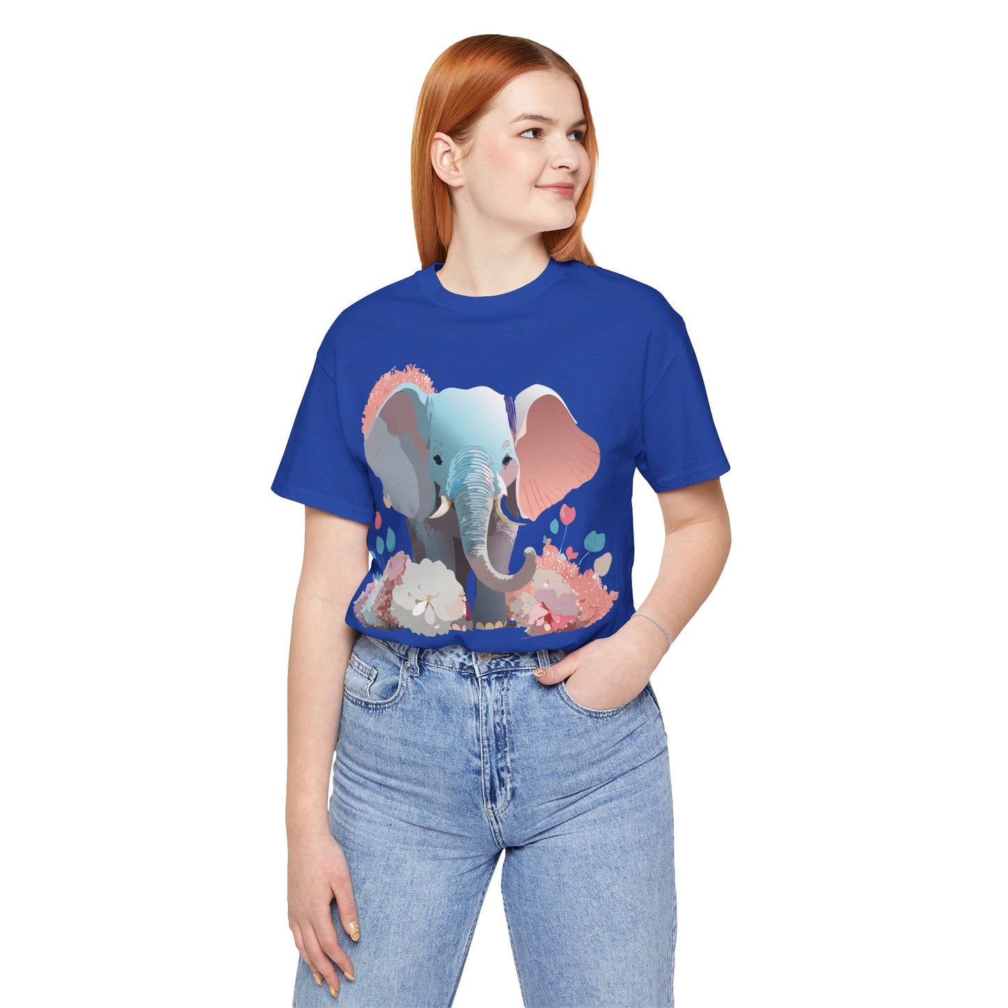 T-shirt en coton naturel avec motif éléphant