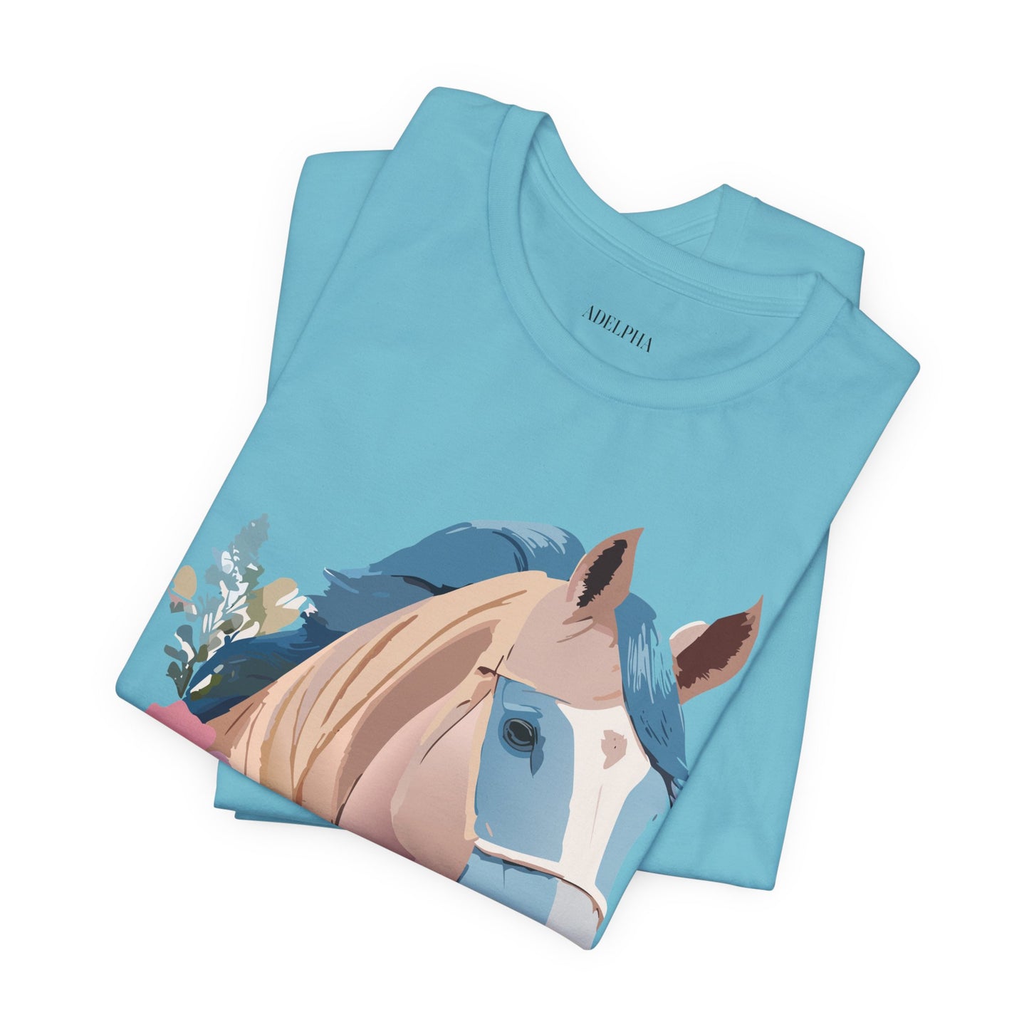 Natural Cotton Tee Shirt with Horse