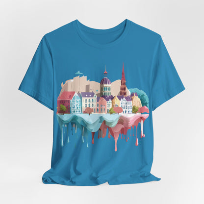 Natural Cotton Tee Shirt - Beautiful Places Collection - Warnemünde and Rostock - Germany Printify
