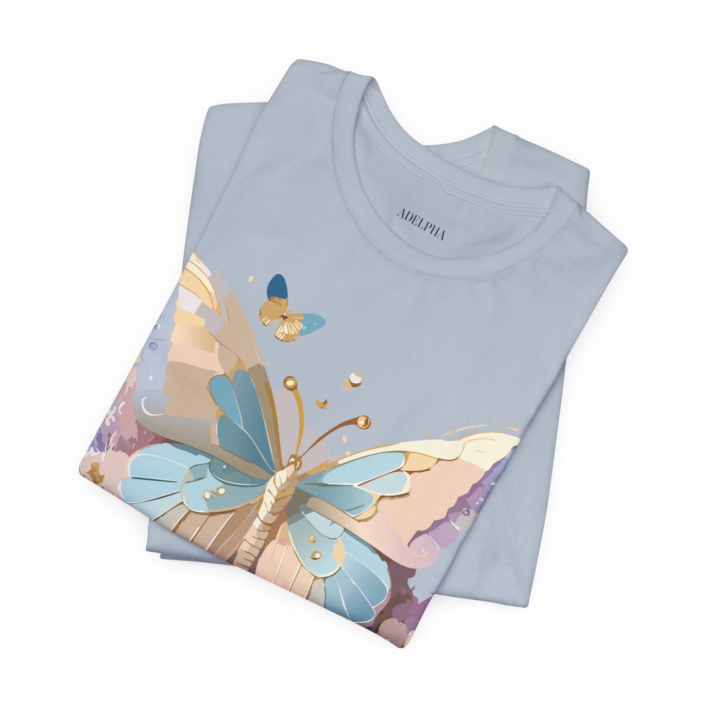 Natural Cotton Tee Shirt with Butterfly