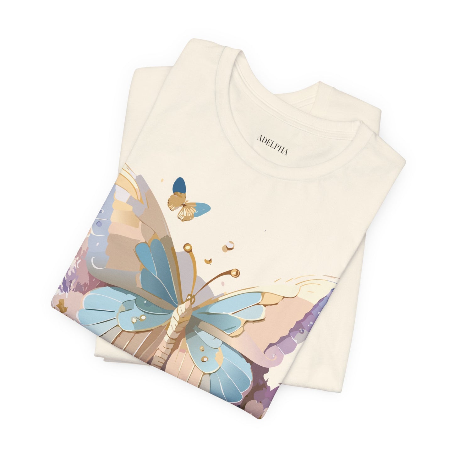 Natural Cotton Tee Shirt with Butterfly