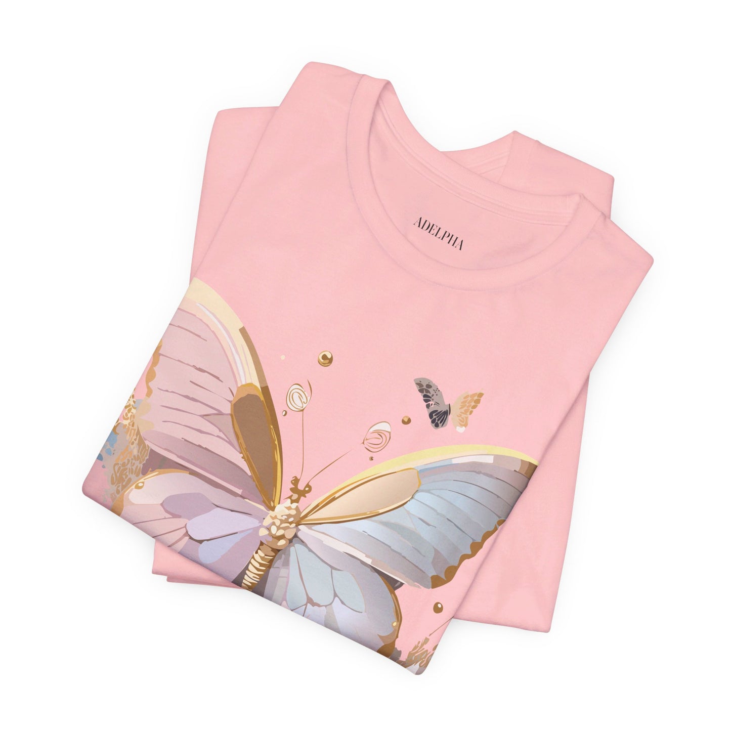 Natural Cotton Tee Shirt with Butterfly