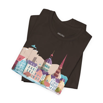 Natural Cotton Tee Shirt - Beautiful Places Collection - Warnemünde and Rostock - Germany Printify