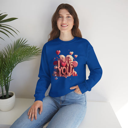 Unisex Heart Love Sweatshirt Floral Valentines Day Cotton Poly Fifty Fifty Blend
