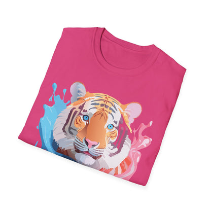 Tiger Shirt Unisex Animal Print Tee Gildan Softstyle 64000 Cotton