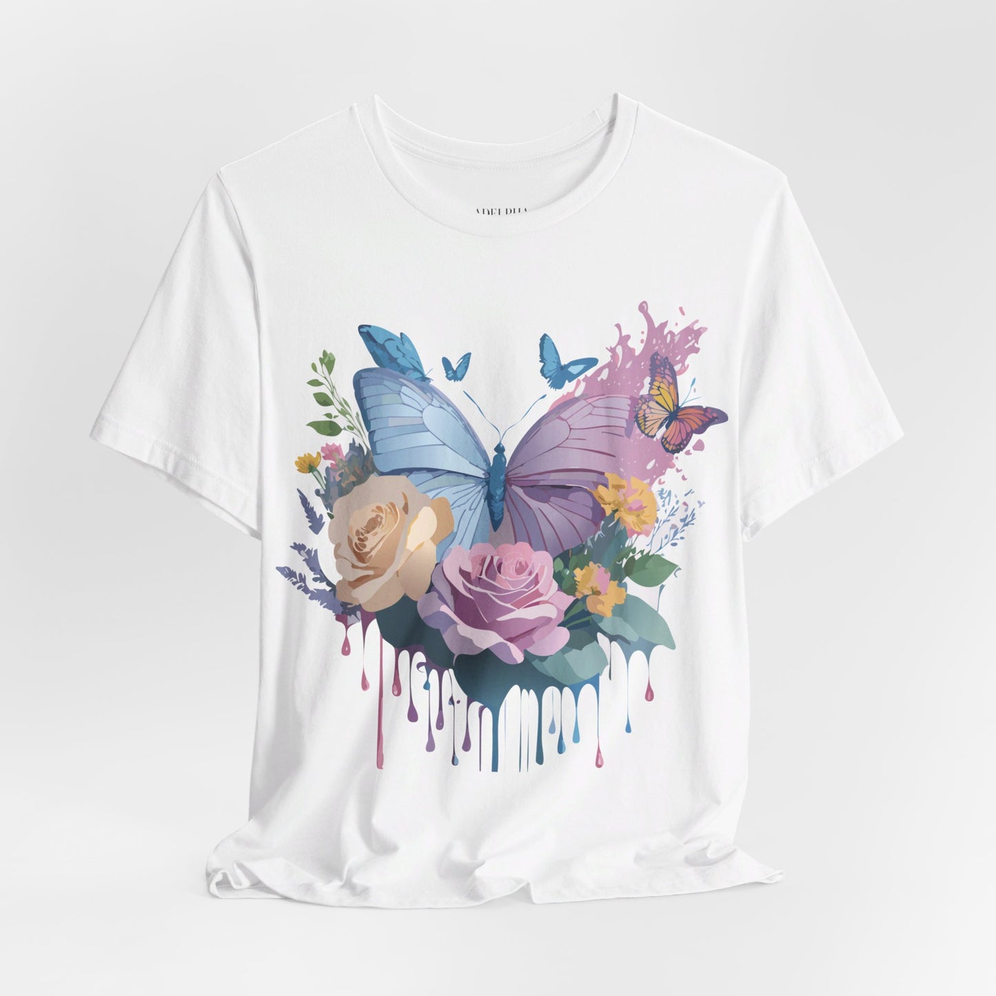 Natural Cotton Tee Shirt with Butterfly